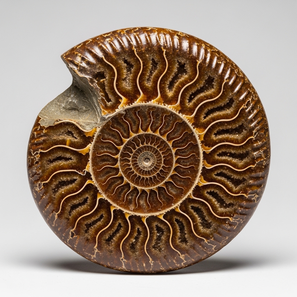Ammonit-Fossil mit charakteristischer Spiralform